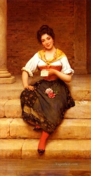  Blaas Oil Painting - The Love Letter lady Eugene de Blaas